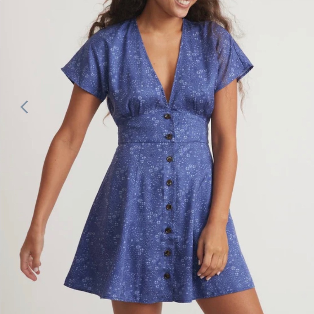 Marine Layer Camila Mini Dress Navy Ditsy Floral Print Brand New With Tags